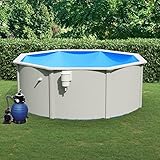Gecheer Pool-Set Planschbecken 360 x 120 cm (Durchmesser x H) mit Sandfilterpumpe Stahlrahmenbecken Stahlwand Gartenpool Swimmingpool Schwimmbecken Kinderpool für Schwimmen,Stahl, PVC