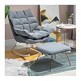 Faules Sofa/Sofa Lazy Sofa Einzelsofa Schaukelstuhl Freizeit Balkon Liegestuhl Kleine Wohnung Wohnzimmer Schlafzimmer Kleiner Rückensessel Wohnzimmer Sofa (Color : Grigio, Size : Sofa Chair+Footrest