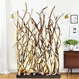 Design Teakholz Raumteiler inkl. 2 Spot Beleuchtung | XL Sichtschutz Breite130 cm x Länge 200 cm | Teak Holz Natur Paravent Spanische Wand | Der Eye-Catcher für Büro, Kantine oder im Wohnzimmer