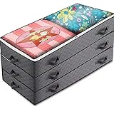 ZCHI 3 Stück Premium Unterbettkommode mit Sichtfenster, Unterbett-Aufbewahrungstasche Kleideraufbewahrung, Decken Organisator Lagerbehälter, 4 Haltegriffen, 100x 50x 15 cm, Grau