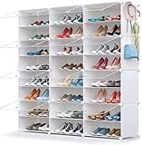 YIHATA Schuhregale für bis zu 48 Paar Schuhe, 3 x 8 Etagen Schuhschrank, Staubdichter Shoe Rack Schuhaufbewahrung für Flur Schlafzimmer Kleiderschrank Eingangsbereich - Weiß