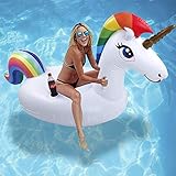 Pool Einhorn - Aufblasbare Pool Spielzeug, Einhorn Pool Aufblasbar, Pool Schwimmen, Pool Floß Umweltfreundlich PVC Aufblasbarer Schwebebett mit Speziellen Schnell Ventilen für Kinder / Erwachsene