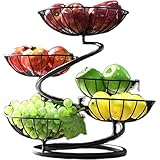 JUNYFFF Obst Etagere, Etagere Obst 5 Etagen,Obstkorb Rack Obstschale, Abnehmbar Obst Halter Küche Ablagekorb,Gemüsegestell, Obst Gemüse Brot Snacks Korb, Höhe 40Cm,Schwarz