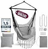 HEIMLING® Hängesessel Indoor & Outdoor XXL [All Inclusive Paket mit Aufhängung + 3 Kissen] Hängesessel Kinder & Erwachsene bis 150 kg | Hängematte Indoor Wohn- Schlafzimmer, Garten Balkon Terrasse