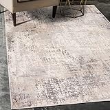 Carpeto Rugs Abstraktes Vintage Designer Teppich - Kurzflor - Weich Teppich für Wohnzimmer, Schlafzimmer, Esszimmer - ÖKO-TEX Wohnzimmerteppich - Teppiche - Beige Grau 1-160 x 220 cm