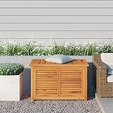 JUNZAI Gartenbox mit Beutel, Kissenbox Outdoor WassBerdicht, Auflagenbox, Aufbewahrungsbox, Terrassenschrank, Gartentruhe, Gartenkiste, Garten Aufbewahrung, 90x50x58 cm Massivholz Teak