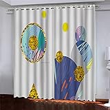 Vorhänge Blickdicht 3D Goldenes Geometrisches Kreismuster Druck Verdunkelungsvorhang, Thermogardine Mit Ösen Für Wohnzimmer Schlafzimmer Kinderzimmer Fensterdekoration Ösenschal 2Er Set 300X270cm