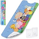 Peppa Pig rutschfeste Badewannenmatte für Kinder - Anti Schimmel Badewanneneinlage für Peppa Wutz Fans, antibakteriell, mit Saugnäpfen, Aufhängern und Ablauflöchern, 100x40cm