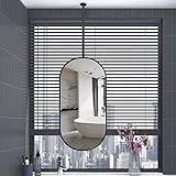 LEFEDA Kosmetikspiegel An der Decke hängende ovale Spiegel für die Wanddekoration, großes Badezimmer, Waschraum, Schminkspiegel, Wohnzimmer, Eingang, modern, dekorativ, mit Metallrahmen – Schwarz