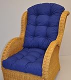 Premium Qualität - Polster / Kissen / Ersatzpolster für Rattan Ohrensessel / Rattansessel , Color Blue Marino (dunkelblau)
