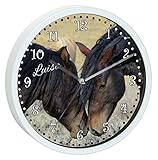 CreaDesign WU-00-1116, Pferd Wanduhr für Kinderzimmer, personalisierbar mit Namen; Rahmen weiß, Durchmesser 19,5 cm