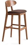 Stuhl Barhocker Gepolsterter Sitz Holzrahmen Fußhocker Frühstücksbarhocker Bezug Waschbar FENPING (Farbe: Rote Eiche Braun Tausend Samt)