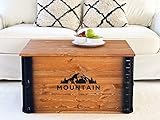 Uncle Joe´s Truhe Mountain Couchtisch Truhentisch im Vintage Shabby chic Style aus Massiv-Holz in braun mit Stauraum und Deckel Holzkiste Beistelltisch Landhaus Wohnzimmertisch Holztisch nussbaum