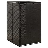 BULANED Mülltonnenbox für 1 Tonne, Mülltonnenverkleidung, Gerätebox, Müllbox, Mülltonne, Mülleimer Trennsystem, Mülltonnenboxen,Schwarz 70x80x117 cm Poly Rattan