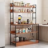 Caldion 5-Tier Küchenregal Stehend mit Hutch, Industrie-Mikrowellenherd Stand, Küche Arbeitsplatte Utility Cart Storage Regal Veranstalter für Gewürze, Töpfe, Pfannen, und Backofen