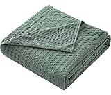 Hayisugal Tagesdecke 100% Baumwolle Waffelpique Kuscheldecke Flauschige Wohndecke Soft Sommerdecke Waffeloptik Luftige Baumwolldecke als Bett Überwurf, Sofa Couch Decke, Grün, 200 x 230cm