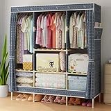 WIQUYBML Kleiderschrank aus Oxford-Stoff – Kleiderschrank aus Massivholz/Einfacher Kleiderschrank Tragbarer Kleiderschrank/Regalschrank/Kleiderschrank/Einzel- und Doppelschrank/Kühner Kleid