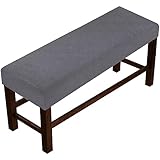 JHLD Elastische Jacquard Universal-Bezug Für Esszimmer-Bank, Abnehmbar Waschbarer Dining Bench Cover Anti-Rutsch Möbelschutz Für Wohnzimmer Esszimmer Schlafzimmer-grau-Medium