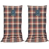LILENO HOME Gartenstuhl Auflagen als [2er Set - Hochlehner] in Karo Rost-Rot - Bequeme Liegen als Sitzauflagen für Gartenmöbel - Stuhlkissen für Gartenstühle und Klappstühle