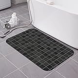 NOGRAX Black Shadow bedruckte Kieselgur Matte, rutschfest, schnell trocknend, saugfähige Passform, Untertürmatte für Badezimmer, Badewanne, Dusche, 39,9 x 60 cm