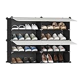 JOISCOPE Schuhregal, Schrank Organizer, Schuhstapler, DIY Würfelregal, Schuhablage, Regalsystem, Stapelbar, Schuhschrank,für Flur, Schlafzimmer, Eingang, Schwarz und Weiß, 2 * 4