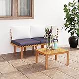 vidaXL Akazienholz Massiv Gartenmöbel 2-TLG. mit Kissen Ecksofa Mittelsofa Sofa Lounge Sitzgruppe Garten Garnitur Gartenset Gartensofa