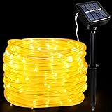 JIMACRO Outdoor Solar LED Lichtschlauch, IP65 Wasserdicht Solar Lichterkette Außen 12m 100LEDs Solar Deko Lichter mit 8 Beleuchtungsmodi für Garten Baum Party Weihnachtsdekoration
