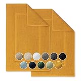 Blumtal 2er Set Premium Frottier Badematte - Badeteppich Oeko-TEX® Zertifiziert, waschbarer Badvorleger 50x80cm, saugstark & weich, Spicy Mustard - gelb