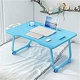 ZAANU Tragbarer, Faltbarer, Verstellbarer Laptop-Schreibtisch, Computer-Tischständer, Tablett, Laptop, Schoß, PC, rutschfestes Klappbett, Sofa, Schreibtischtisch (Color : Blue)