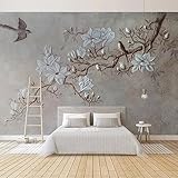 Fototapete Tapete Beliebige Größe Foto Pastoral Geprägte Blumen Vögel l De Parede Moderne Wandtapete 3D Wandbilder Tapeten Wohnzimmer Schlafzimmer Wand Dekoration 200x140cm Tongshunj2708