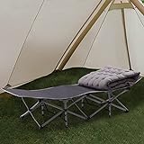 Faltbares Campingbett, doppelschichtig Robustes Feldbett für Erwachsene, tragbare Campingliege für hohe Beanspruchung, belastbar bis 200 kg, mit Tragetasche für Outdoor, Garten, Camping