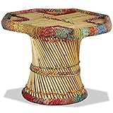 YOPOTIKA Couchtisch Beistelltisch, Telefontischchen oder Blumenhocker für Wohnzimmer,Schlafzimmer, Arbeitszimmer oder Wintergarten Bambus mit Chindi-Details Mehrfarbig