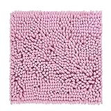 PANA Flauschiger WC Vorleger OHNE Ausschnitt • Chenille Badematte in versch. Farben und Größen • Badteppich saugstark & waschbar • 45 x 45 cm • Farbe: Rosa