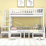 Platzsparendes Etagenbett Mit Treppe, Verstellbarem Tisch Und Sofa Aus Robustem Kiefernholz In (Weiß)