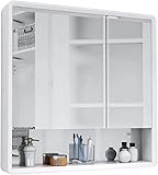 Spiegelschränke Badezimmer Wandschränke Medizinschrank mit Einzeltür und verstellbarem Regal Haushalts-Multifunktionsmöbel Wandmontage (Farbe: Weiß, Größe: 60 * 80 * 14 cm) (