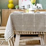 Tischdecken Plaid-tischdecke, Couchtisch-esstisch Baumwolle Und Leinen Tischdecke, Quadratische Rechteckige Tischabdeckung Tischdecke Quaste Tabelle(Size:130x240cm(51x94inch),Color:A)