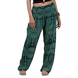 PRINCESS OF ASIA Vegan & Fair - Orientalische Aladinhose Haremshose Bauchtanzhose Pumphose Hippie Thai Hose (as3, Alpha, one_Size, Regular, Regular, Mandala Türkis)