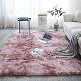 Aujelly Soft Area Rug Schlafzimmer Shaggy Teppich Zottige Teppiche Flauschige Bunte Batik-Teppiche Carpet Neu Rosa 60 x 120 cm