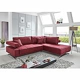 Piolo Ian Ecksofa in Rot mit Ottomane rechts, der Blickfang in Ihrem Wohnraum, hochwertige Polsterung, gemütliches Sofa in modernem Design