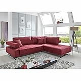 Piolo Ian Ecksofa in Rot mit Ottomane rechts, der Blickfang in Ihrem Wohnraum, hochwertige Polsterung, gemütliches Sofa in modernem Design