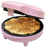 Bestron Waffeleisen für klassische Herzwaffeln, Waffelmaker mit Antihaftbeschichtung für Waffeln in Herzform, Retro Design, inklusive Rezeptvorschläge, 700 Watt, Farbe: Rosa