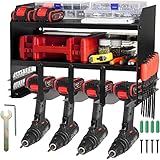 ZENFUN 3 Etagen Power Tool Garage Organizer, Heavy Duty Stahl Werkzeug Aufbewahrung Rack Wandmontage, Schwarz Elektrobohrerhalter Utility Racks Utility Shelf für Elektrowerkzeuge, Werkstatt