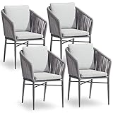 acamp 4-er Set Stapelsessel Manhattan von Seiloptik mit Polyesterschn¸Ren anthrazit dunkelgrau