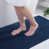 Homaxy Badezimmerteppich rutschfeste Badematte Waschbar Badteppich Weich Chenille Badevorleger Saugfähige Duschvorleger für Badezimmer - 50x80 cm, Marineblau