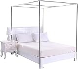 Usknxiu Moskitonetzrahmen, Bettvorhangpfosten aus Edelstahl, 4 Eckbett Baldachin Post, Moskitonetzhalterung, Fit für alle Größen Bett, Silber,1.2×2m Bed