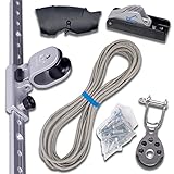 Toldoro® Höheneinstellung Set für Sonnensegel für Masten, Stangen und Holzpfosten/Sonnensegel Flaschenzug rostfrei & langlebig (mit Nieten für Stahl- und Edelstahlrohre)