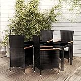 Homgoday Sitzgruppe 9-TLG. Garten-Essgruppe mit Auflagen Sitzgarnitur Gartenstühle mit Tisch Gartenmöbel Set Gartengarnitur Balkonset für Garten Terrasse Balkon Poly Rattan Schwarz