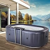 BRAST Whirlpool aufblasbar MSpa Nest für 2 Personen 186x125x68cm In- Outdoor Pool 104 Massagedüsen Timer Heizung Aufblasfunktion per Knopfdruck Bubble Spa Wellness Massage