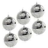 Vaguelly 12 Stück Disco-Spiegelkugel-Kuchendekoration Disco-Cupcake-Topper Disco-Glitzer-Weihnachtsschmuck Weihnachtsbaumschmuck Abschlussball-Dekoration Weihnachtsspiegelkugeln