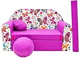 Pro Cosmo Kindersofa Bettfunktion 3in1 Sofa + Gratis Polsterhocker und Kissen Kindermöbel Set - M33